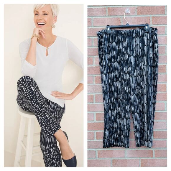 Chico's Travellers Slinky Printed Pull On Pants 3 Large - Picture 1 of 6